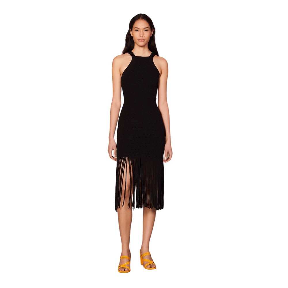 Fringe knit midi dress with slip Sm (36)